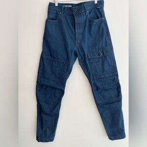 G-STAR RAW Bearing Cargo 3D Relaxed Taper Button Fly Dark Blue Men's Jeans 29/32